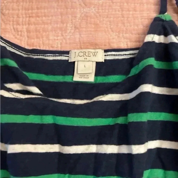 J Crew Women's Navy, Green and White Striped Dress Size Large - Picture 3 of 3
